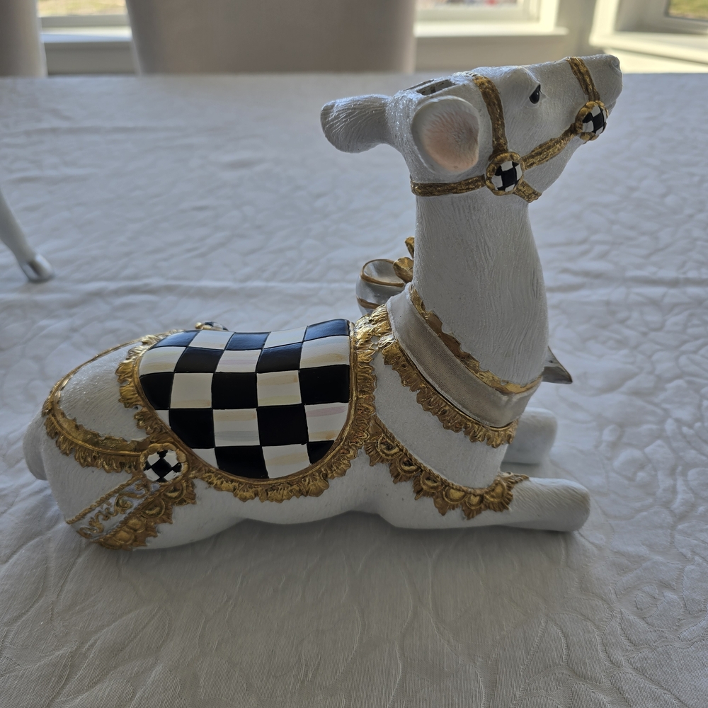 Set of Mckenzie Childs Courtly Check White Bow Deer. Holiday Gorgeous! - Picture 10 of 16